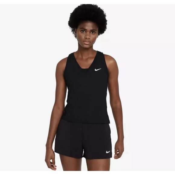 NIKE Victory Tennis Tank Women's Sleeveless Golf Shirt, Black, Medium - Picture 1 of 5